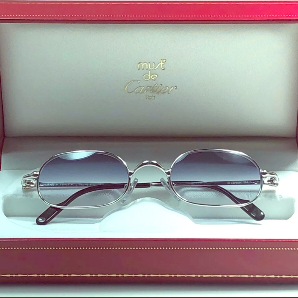 Cartier Orfy 48 mm Silver plated 18K Blue Lenses